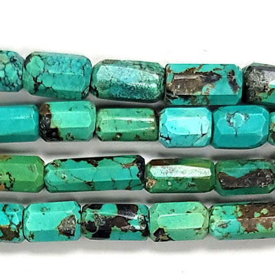 CHINESE TURQUOISE FACETED TUBE 7X11-9X18MM